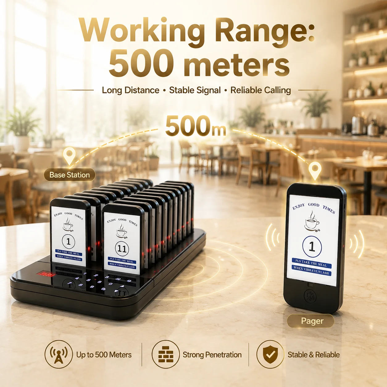 Wireless Restaurant Pager System Guest Queue Calling System Ring Buzzers Food Pager for Coffee Dessert Shop Food Truck