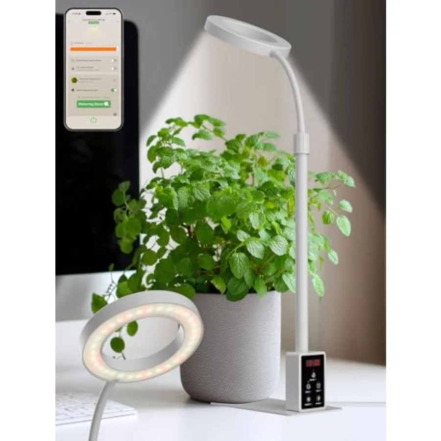 

Smart Grow Lights for Indoor Plants Plant Light with Auto-Timer Full Spectrum LED Grow Light Adjustable Height and Stepless Dim