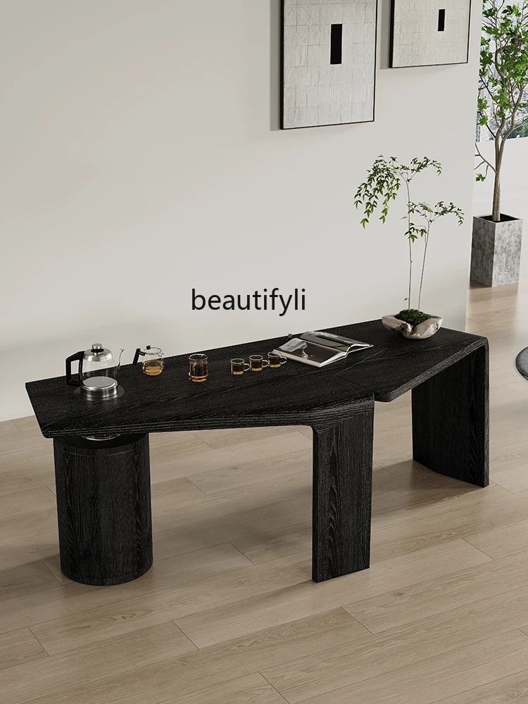 French Retro Special-Shaped Tea Table High-End Full Pewter Solid Wood Automatic Water Feeding Villa Reception Kung Fu Tea Table