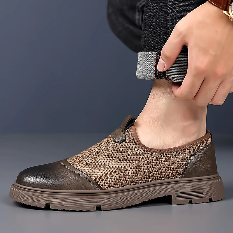 Summer Men\'s Hollow Mesh Shoes Breathable Trendy Beach Outdoor Camping Shoes Fashion Casual Shoes Non Slip size：38-44
