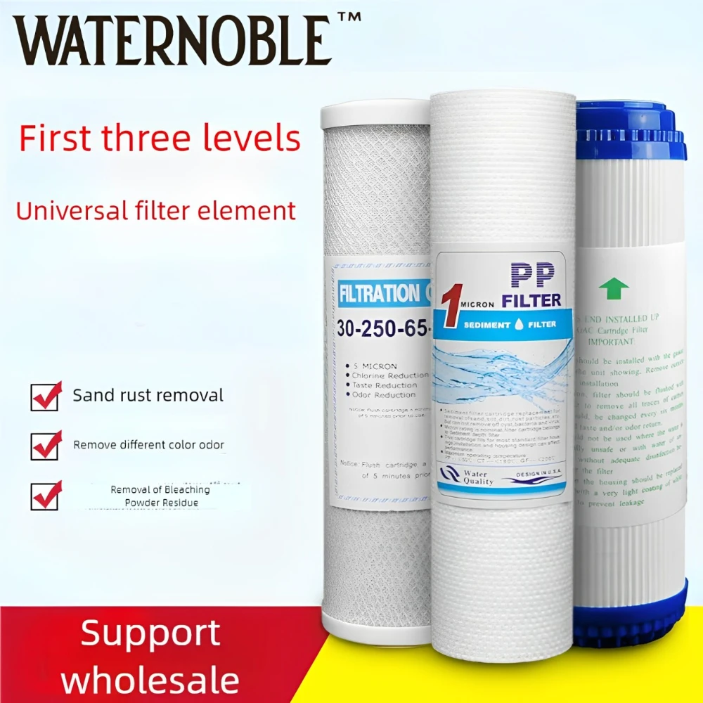 Waternoble 10-calowy zestaw filtrów PP z bawełny i węglem aktywnym 3-stopniowy (PP+UDF+CTO) Elementy zamienne do oczyszczacza wody do użytku domowego