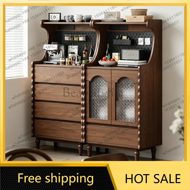 XX. Solid wood dining side cabinet integrated storage against the wall, living room storage tea side cabinet