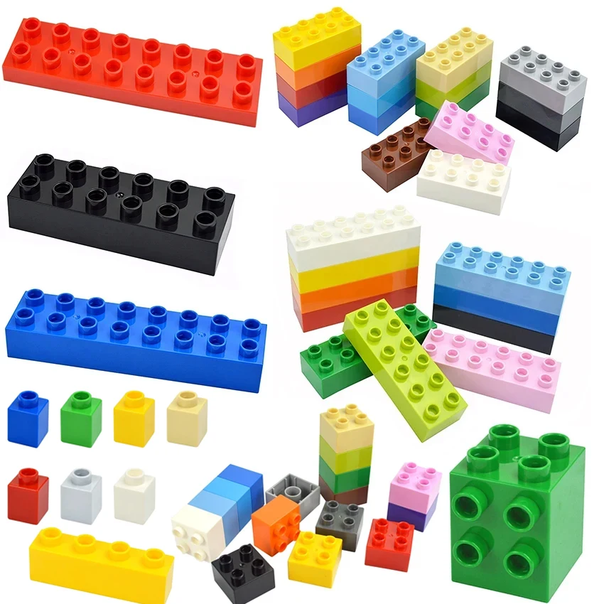 MOC Big Size Bulk Bricks Thick Building Blocks Educational Kid Creative Toys Slope Thin Large Particles Compatible With Duploes