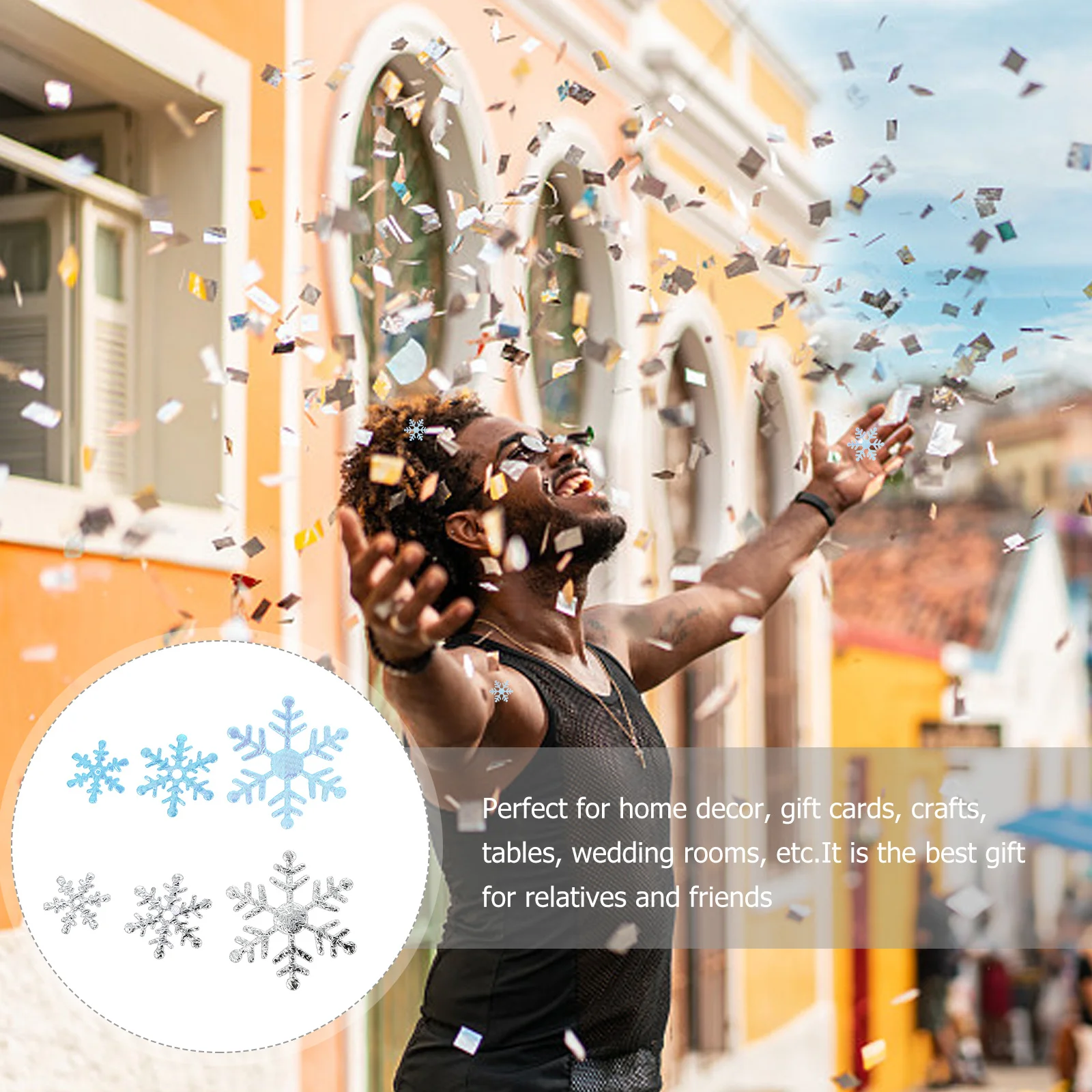 

6pcs Xmas Snowflakes Confetti Christmas Party Decor Accessories Bright Colorful Polyester Table Decoration For Holiday Carnival