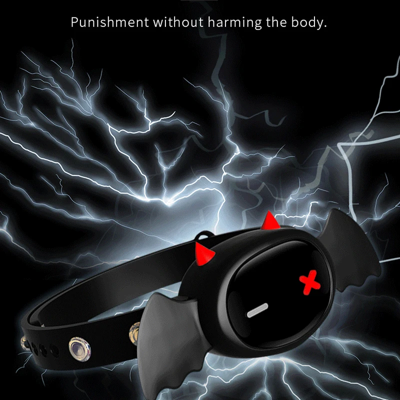 QIUI Little Devil Electric Shock Collar Dog Slave APP Remote Control Electric Stimulation Neck Collar Adult Sex Toys For Couples