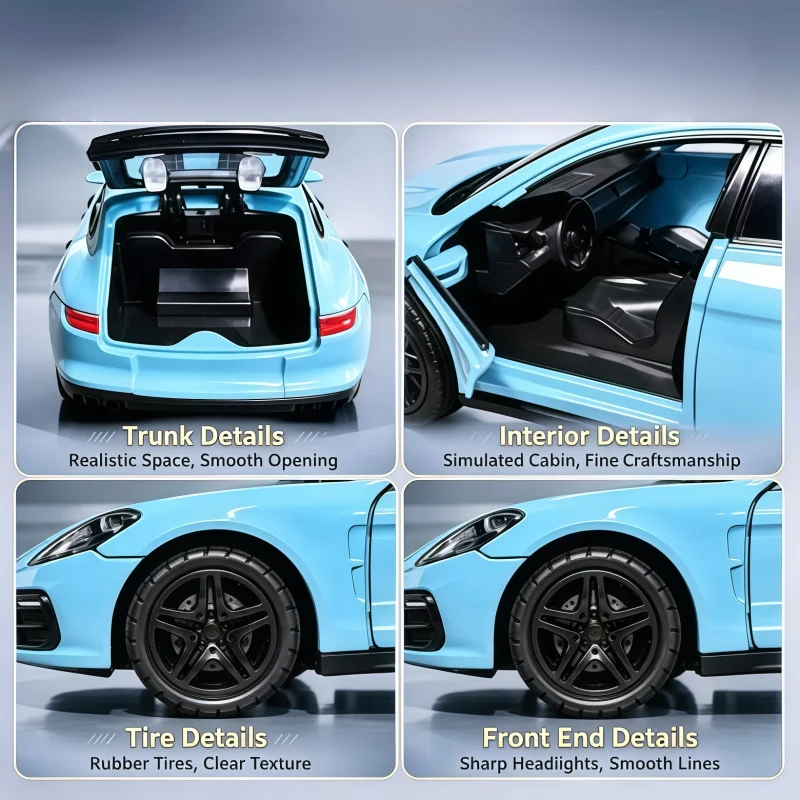 1/36 Alloy Sports Car Model, Return Force Alloy Toy Car, Can Open Door Simulation Sedan Car Model, Children's Gift, Collectible