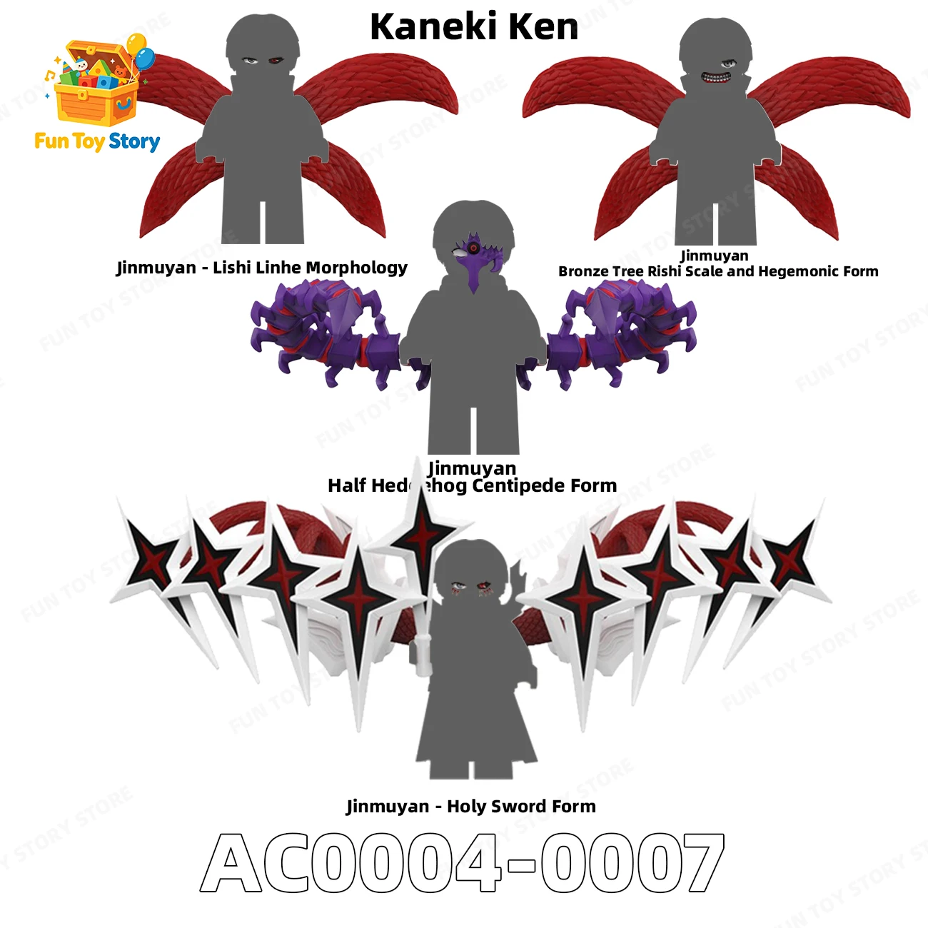 AC0004-0007 Cartoon-Serien-Bausteine, humanoide Spielzeuge, Geschenke für Cartoon-Film- und TV-Enthusiasten