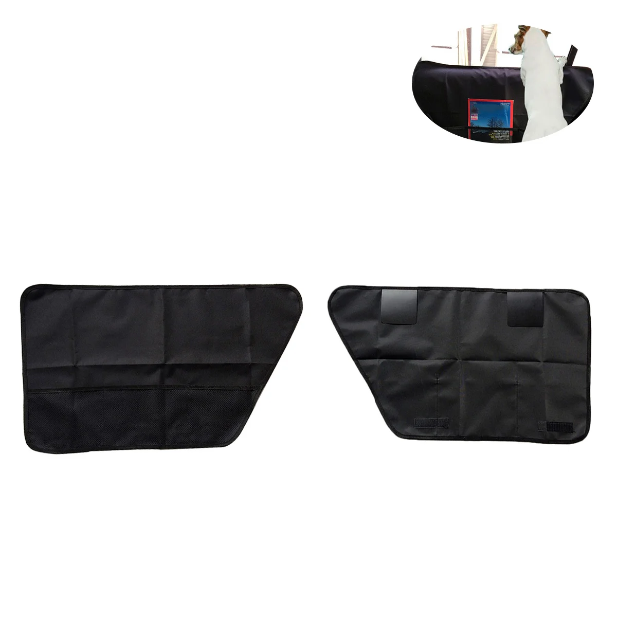 

2Pcs Pet Car Door Cover Universal Large Black Door Protector Easy Install Mesh Pocket Storage Prevent Dog Scratches Protect Car
