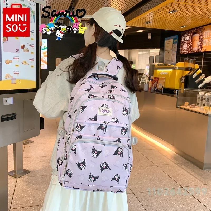 Imagem -04 - Miniso Sanrio Mochila Feminina de Nylon para Estudante Bolsa de Viagem de Grande Capacidade Bolsa Casual Cartoon de Alta Qualidade Nova Moda