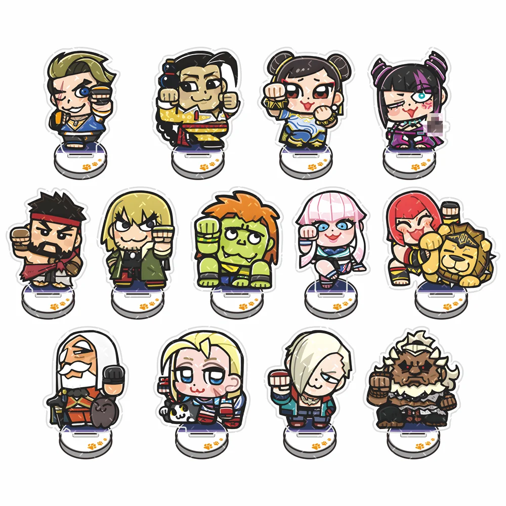Street Fighter 6 9cm Acrylic Stand Figure Keychain Cute Q Version Character Desktop Decor Collectible Gift for Game Enthusiasts