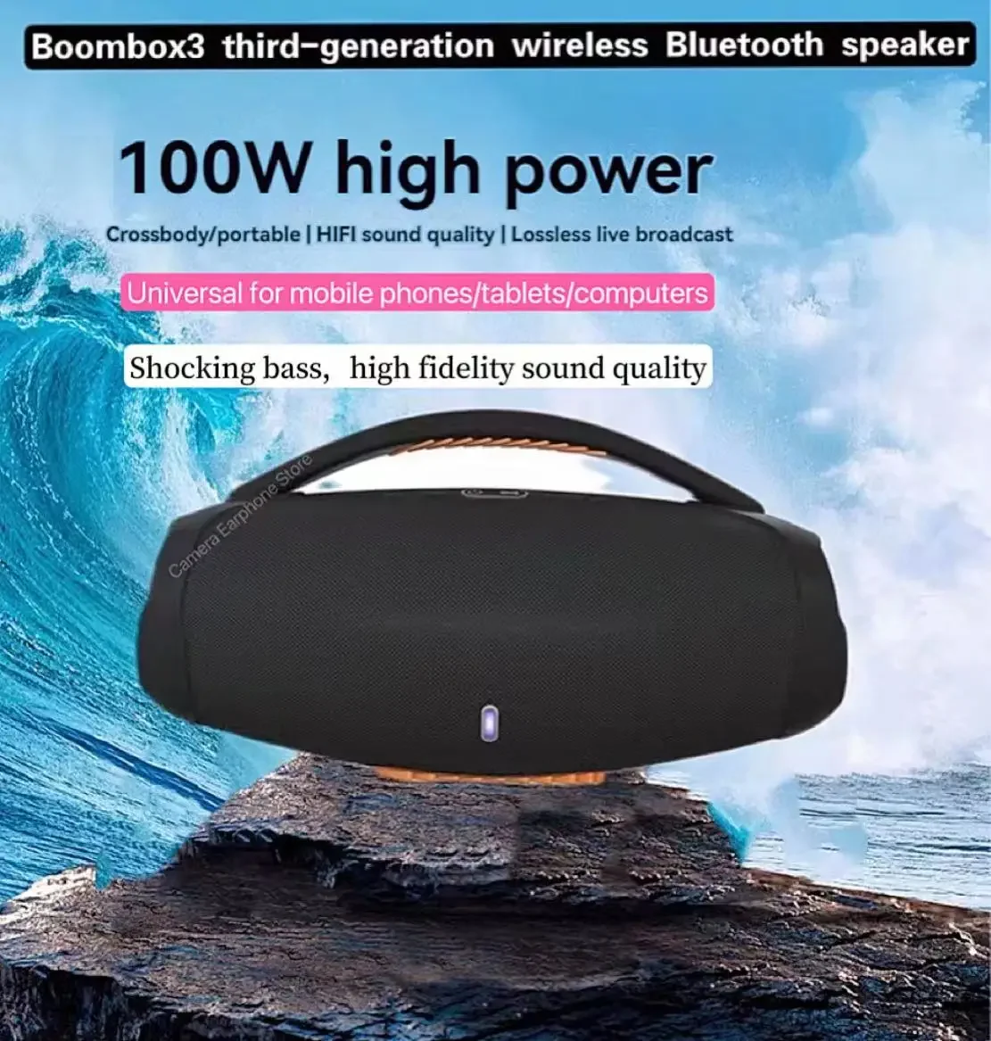 

Caixa De som 100W High-power Bluetooth Speakers Portable Outdoor Subwoofer 3D Stereo Surround Sound Column Music Center Boombox