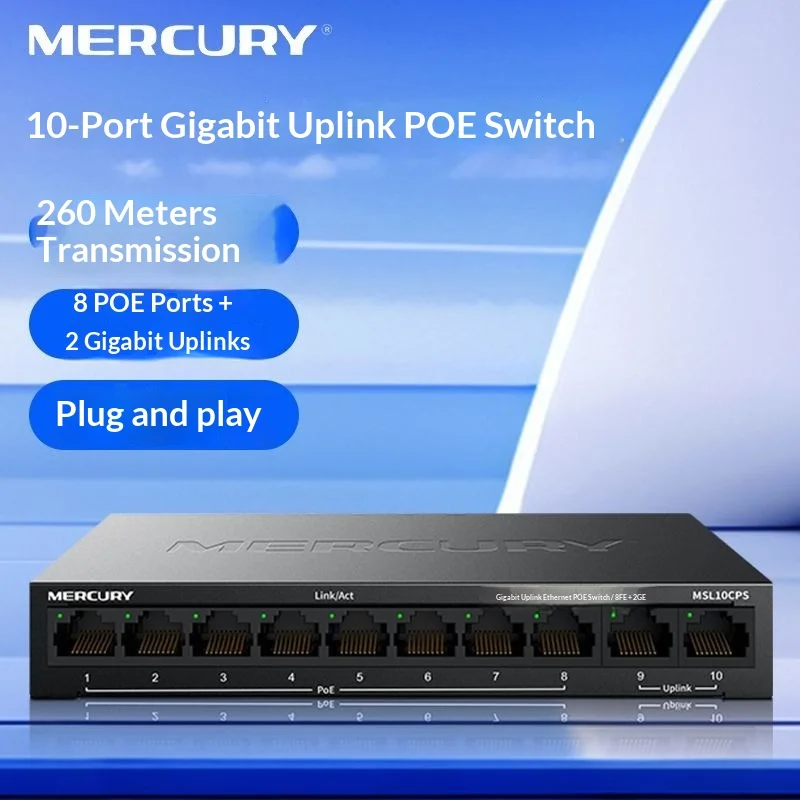 mercury-10-port-gigabit-poe-switch-msg10cps-75w-30w-on-port1-extend-mode-260m-for-long-distance-network