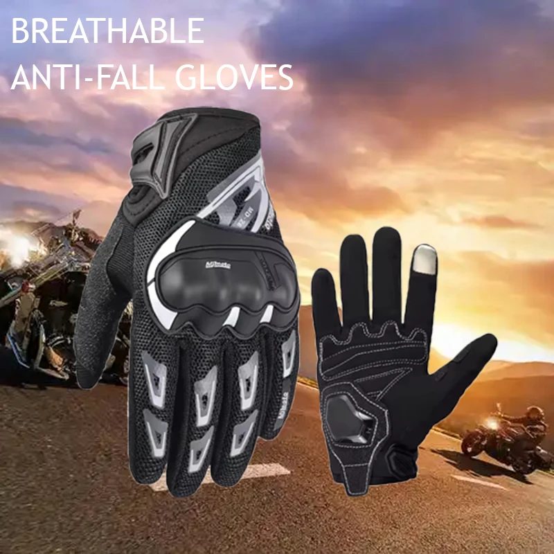 

Summer Motorcycle Hot Weather Motorcycles Gloves Reflective at Night - Full Finger Touchscreen & Breathable Luvas for Bikers