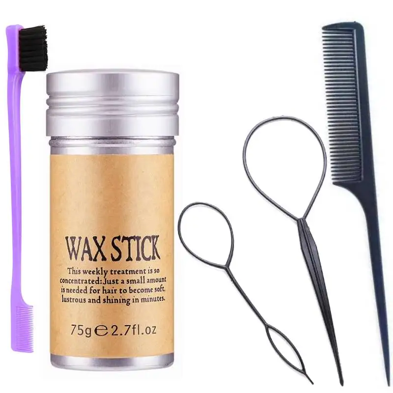 

Women Hair Wax Stick Long Lasting Hold Pomade Control Broken Frizz Edge Brush Rat Tail Comb Bristle Brush Hair Bun Accessories