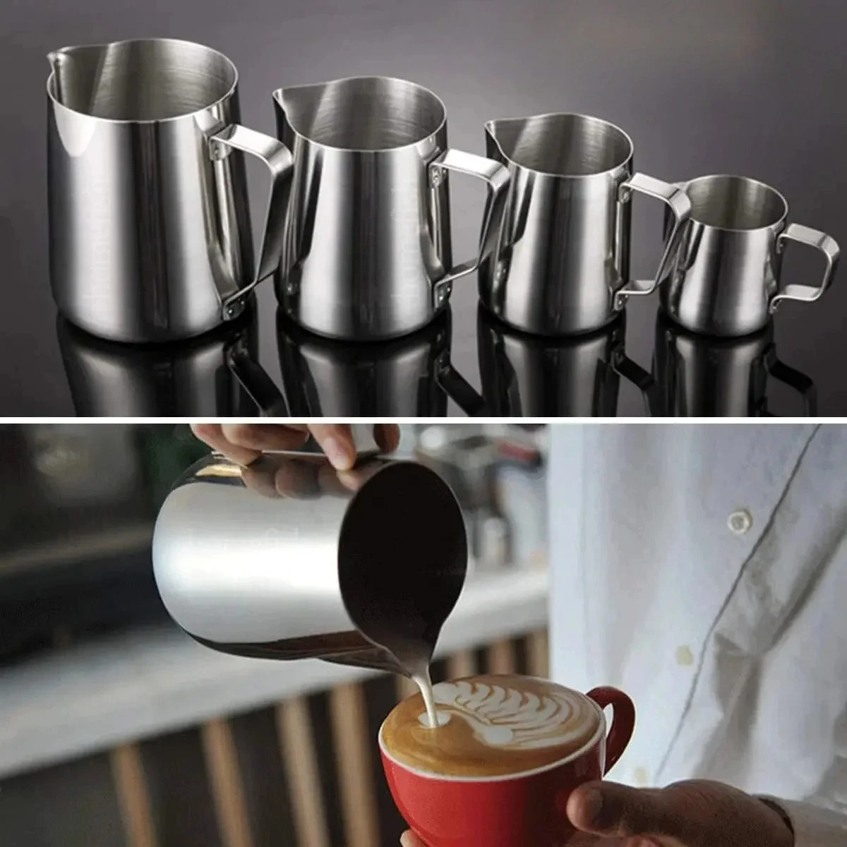 

150/350/600ml Milk Jugs Fashion Stainless Steel Milk Craft Milk Frothing Pitcher Coffee Latte Frothing Art Jug Mug Cup