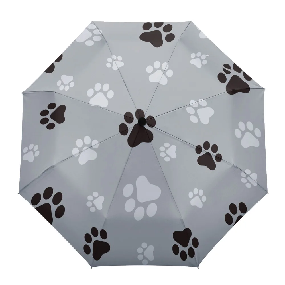 Dog Pug Cartoon Non Automatic Umbrella Men Women Rain Windproof Outdoor Travel Sun Three Folding Umbrella Gift Parasol