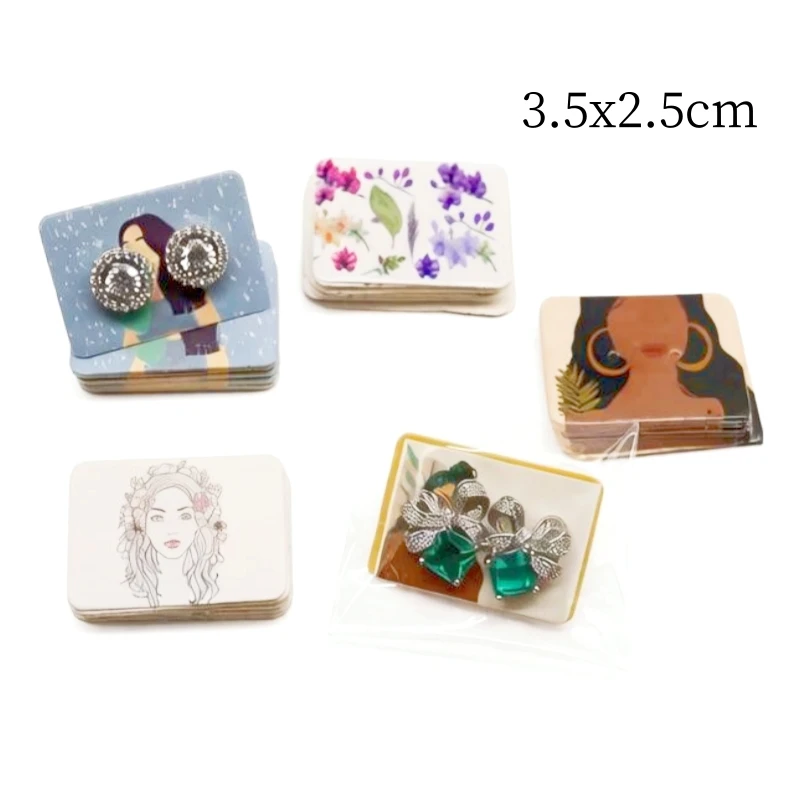 100 pieces of 3.5x2.5cm girl portrait earring cards