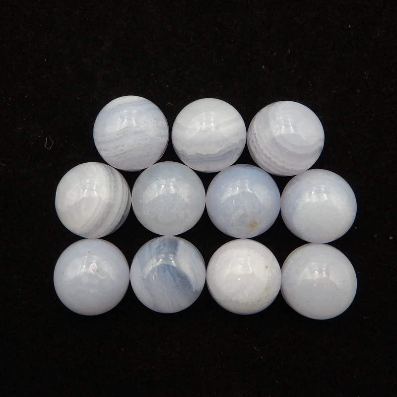 

12mm Natural StonesBlue Lace Agate Round Flatback Cabochons High Quality Polished Gemstone For Ring Earring Making12x6mm17g11pcs