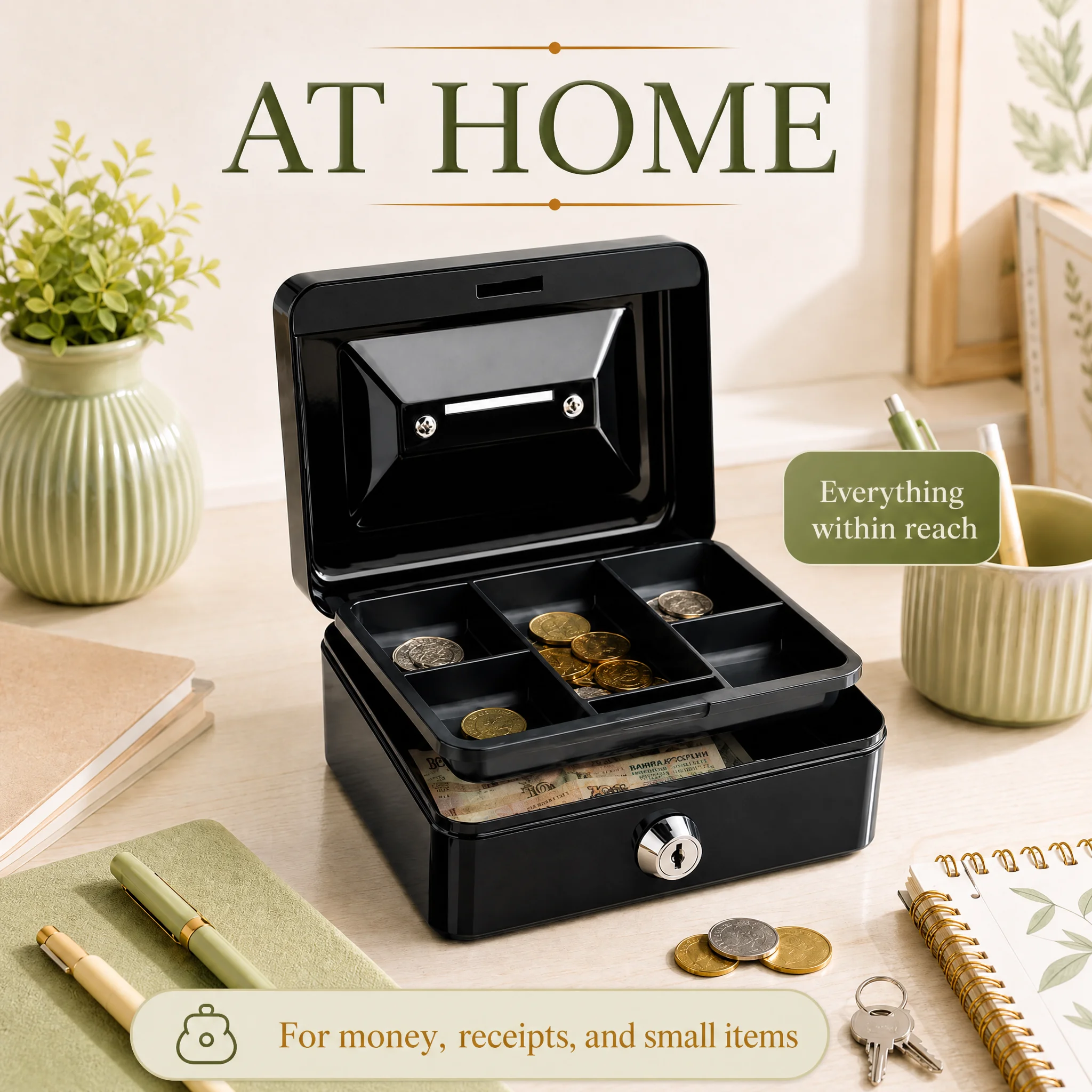 Steel Cash Box Key Mini Safe Lock Box Key Locker Money Bank Security Box Storage Hidden Money Coin Cash Jewellery Carry Box