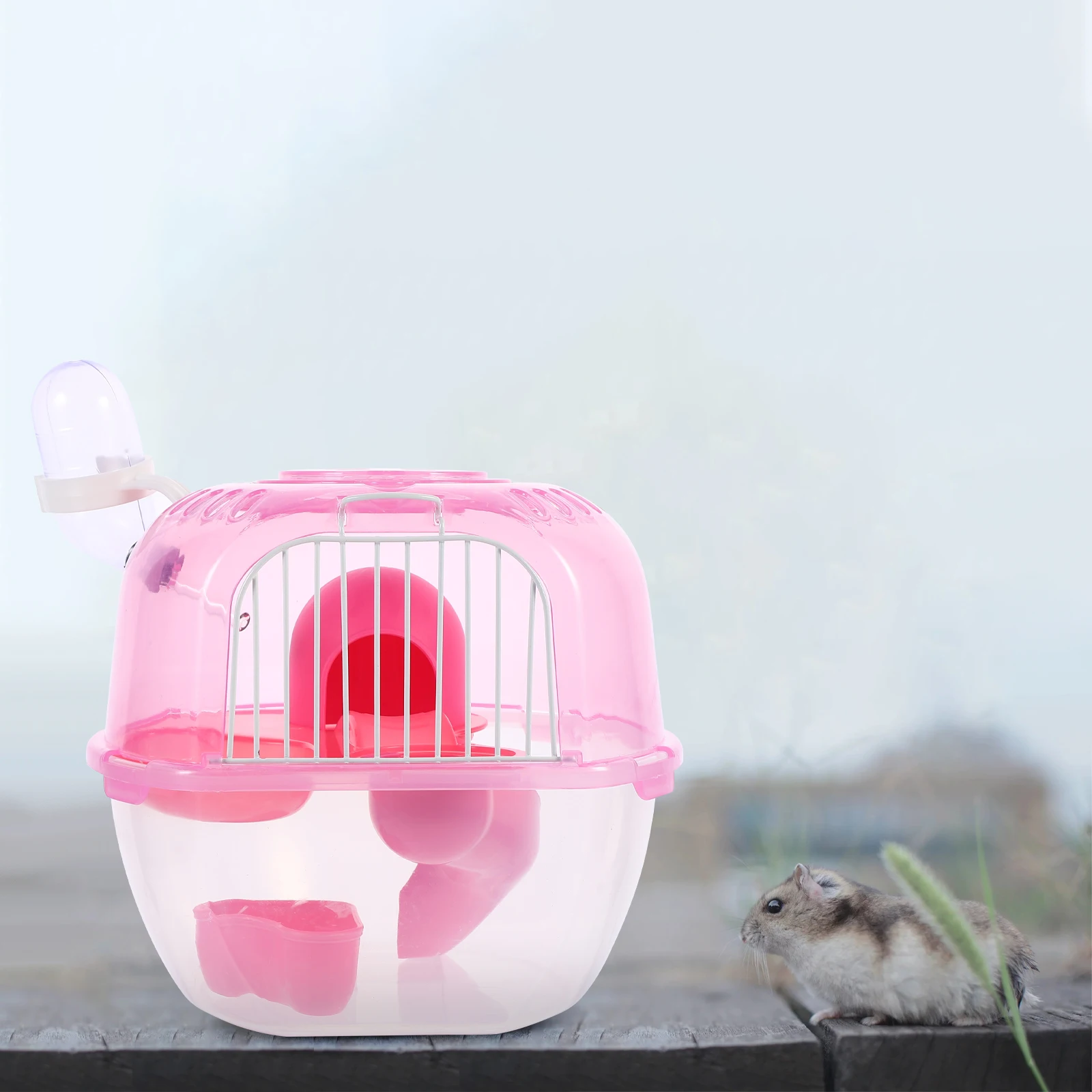 

Double Cage Hamster Carrying Case Small Animal Carrier Abs Pet Cages Portable