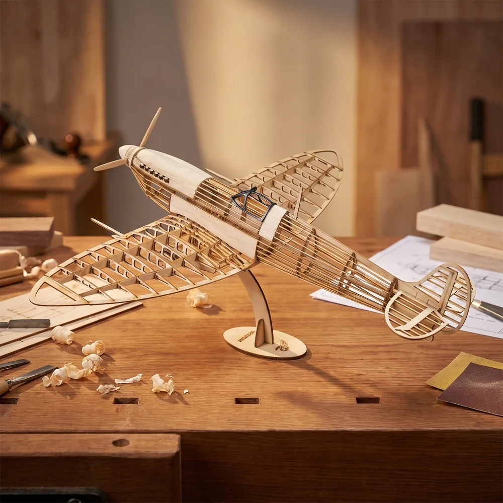 VX18 Balsa Wood Airplane Static Model Kit | DIY 3D Puzzle Desk Decor Gift for Aviation Hobbyists
