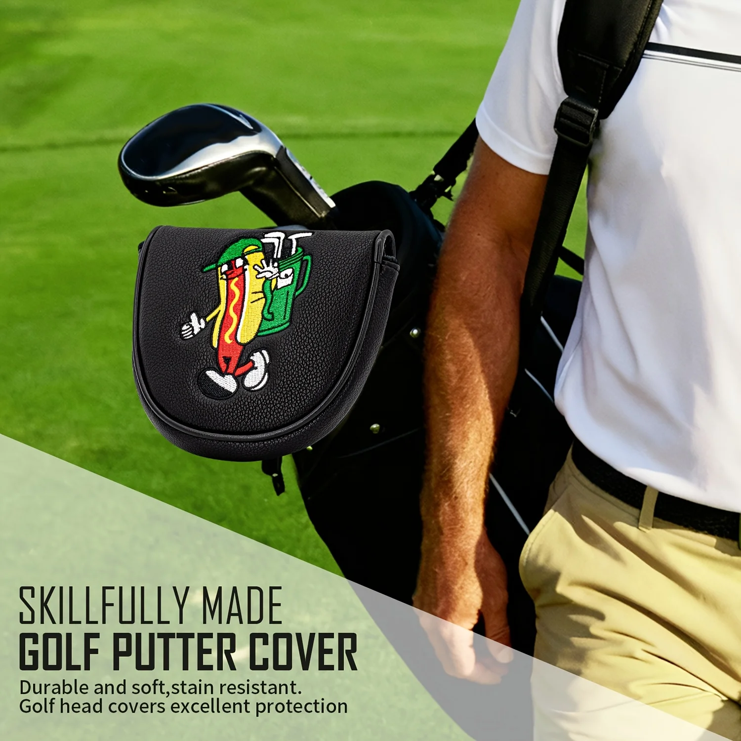 1pc Golf Putter Cover with Buffer Lining - Heavy Duty Magnetic Closure,Putters - Used for Golf Putters, Hot Dog Pattern Design, image 2