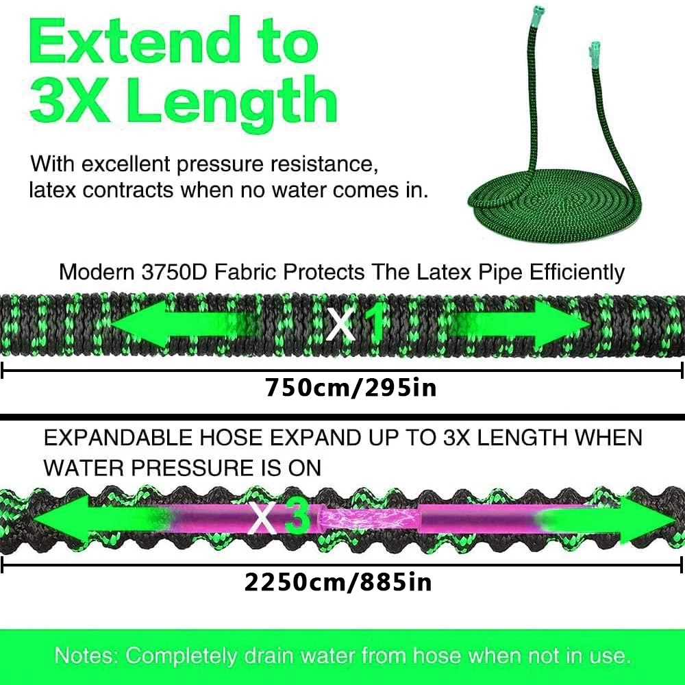 Copper Bullet Expandable Garden Hose w/10 Pattern Thumb Spray Nozzle AS-SEEN-ON-TV 75 FT Lead-Free Ultra-Lightweight Solid Copp