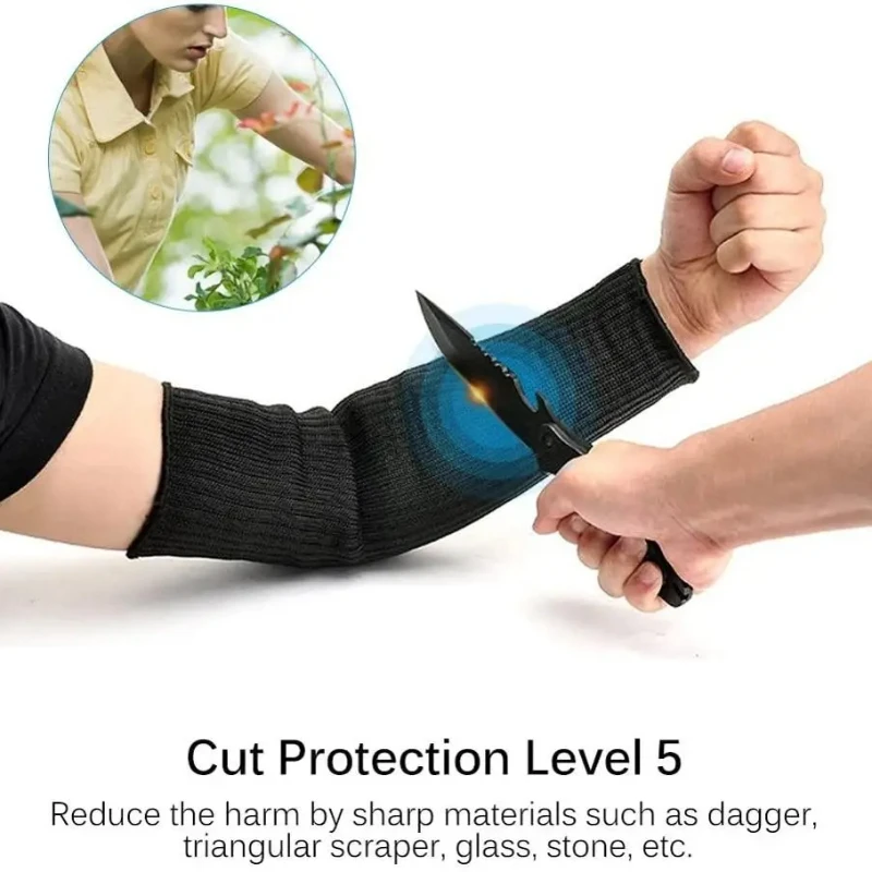

1 Pair Arm Protection Sleeve,Cut Resistant 40cm Burn Resistant Anti Abrasion Outdoor Safety Level 5 Anti Cut Arm Guard Unisex