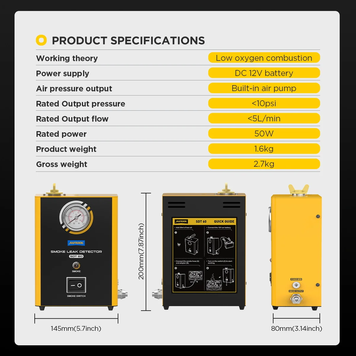 AUTOOL 12V ยานยนต์ EVAP Leakage Analyzer เครื่องตรวจจับควันรถเครื่องตรวจจับท่อรั่ว Locator X น้ํามันท่อเครื่องมือวินิจฉัย