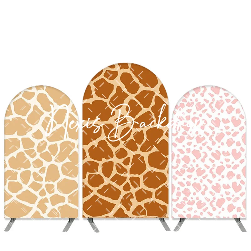 

Brown Giraffe Tropical Animals Arch Birthday Backdrop Summer Safari Pink Skin Banner Decor Baby Shower Table Deocrations