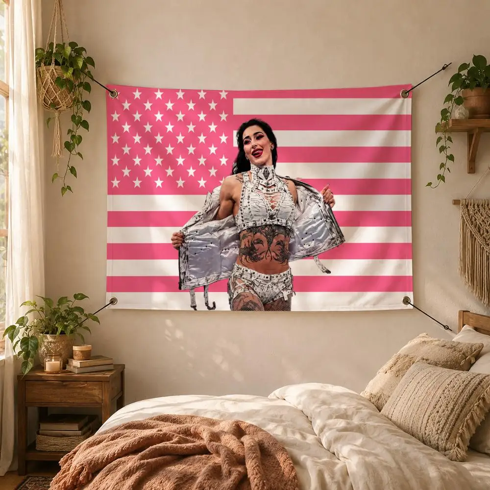 Powerful Fierce Wrestler Rhea Flags Decorative Flag Banner for Outdoor Garden Yard Camping Party Home Wall Hanging Decor