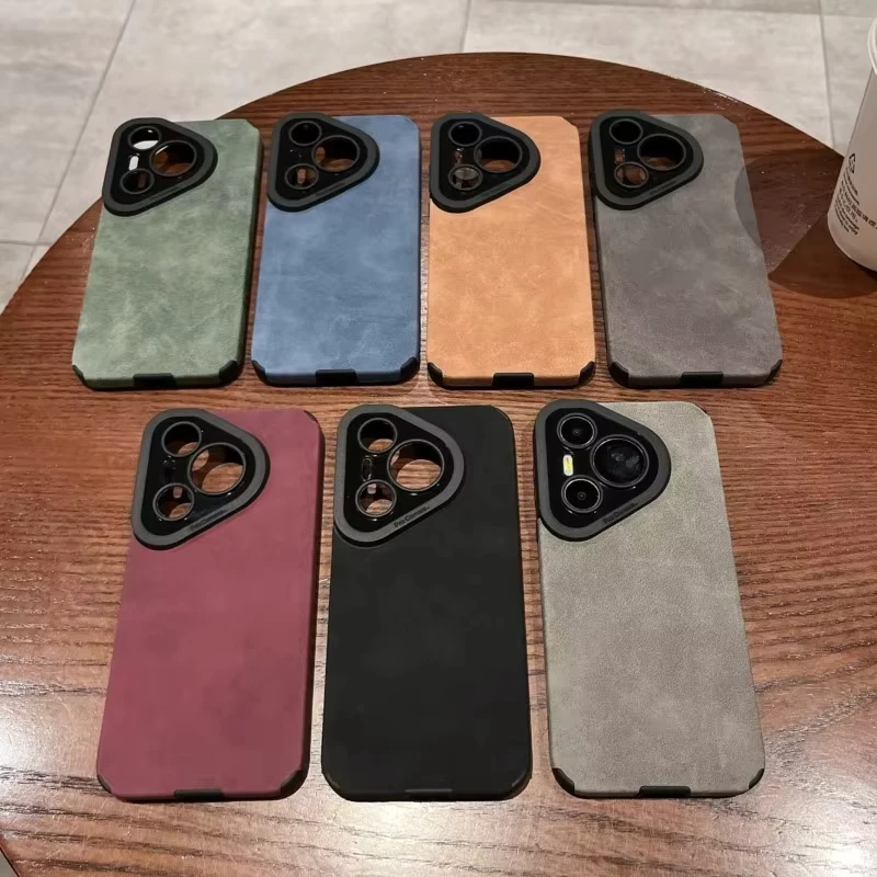 Роскошный замшевый меховой кожаный чехол в стиле ретро для Huawei Pura P70 P60 P50 P40 P30 Nova 12 11 10 9 8 7 6 5 Pro SE Мягкий силиконовый матовый чехол