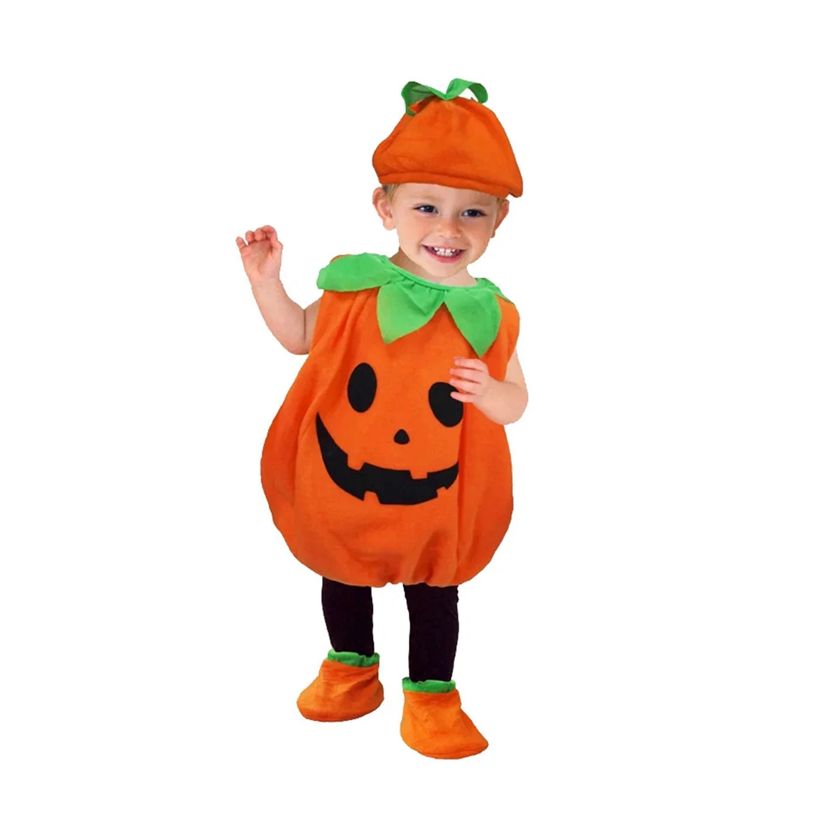 Kids Children Halloween Pumpkin Costume with Hat Cosplay for Baby Girl Boy Stage Party Clothings