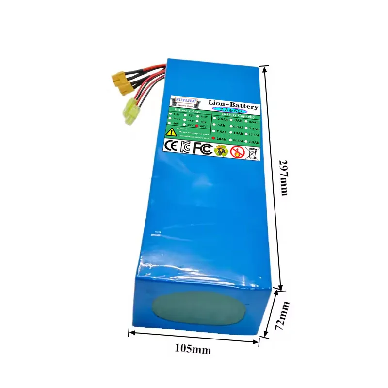 Made in18650 60V 20Ah lithium battery pack16S5P for electric scooters/electric bicycles/electric motorcycles with BMS protection