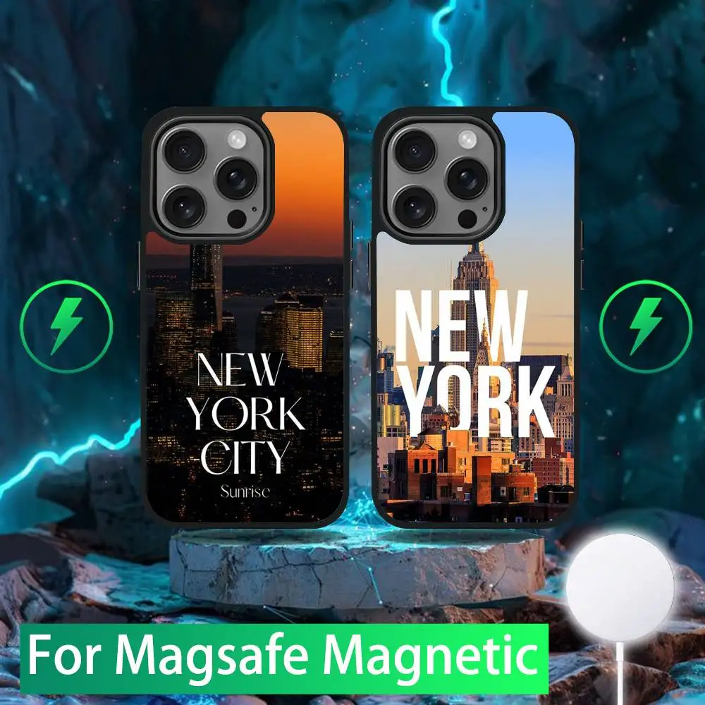 

New York City NYC Phone Case For iPhone 16,15,14,13,12,11,Pro,Max,Plus,Mini,SE New Magsafe Magnetic Wireless Charging