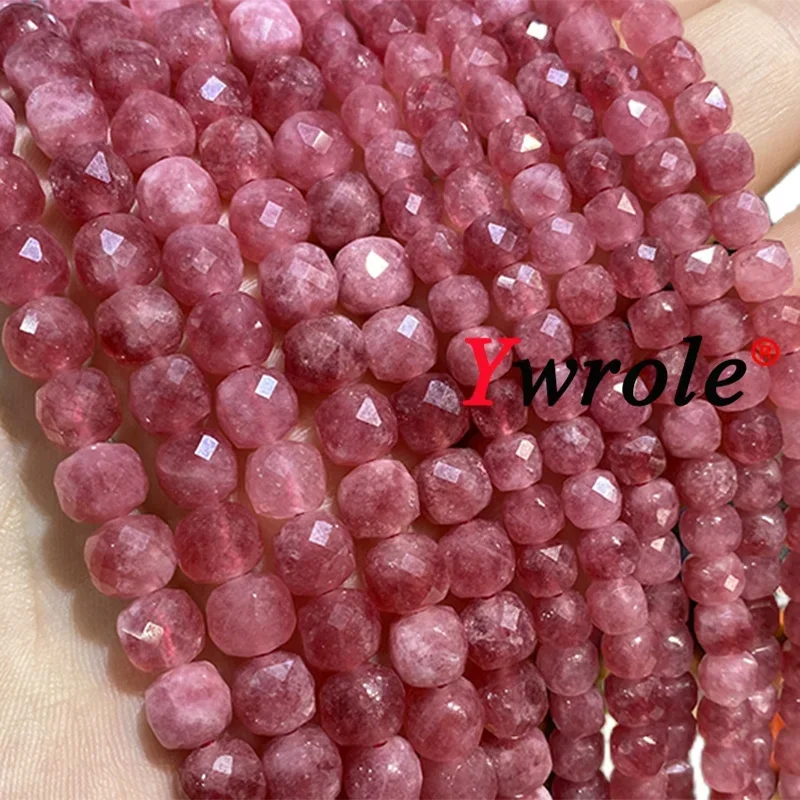 8x8MM Faceted Cube Beads Natural Chalcedony Rhodochrosite Color Square Spacer Bead for Jewelry Making Diy Bracelet Accessories