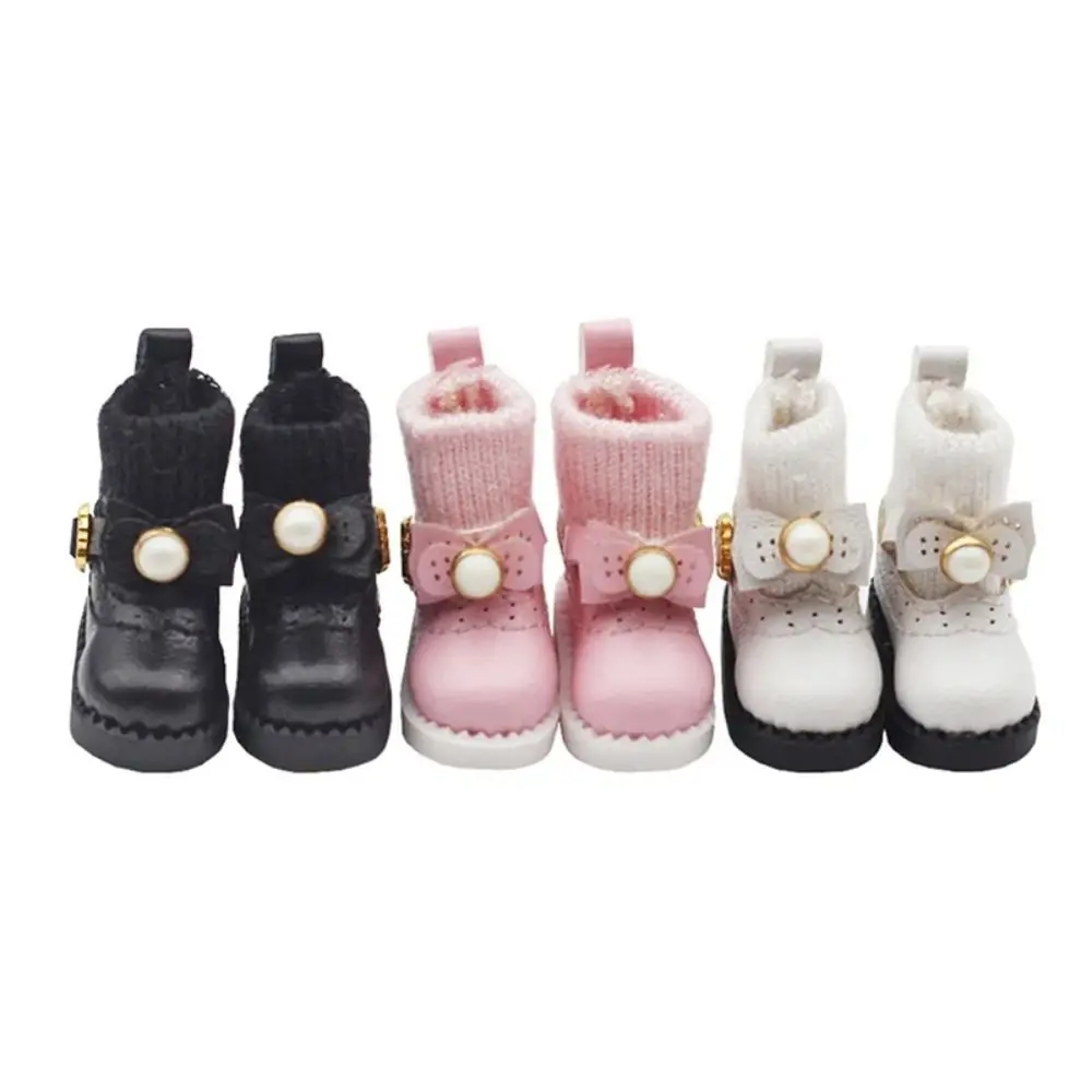 

1 Pair Bow Tie Obitsu 11 Doll Boots Golden Buttons GSC 1/12 Bjd Doll Leather Shoes Ymy Fashion 1/12 Bjd Doll Boots