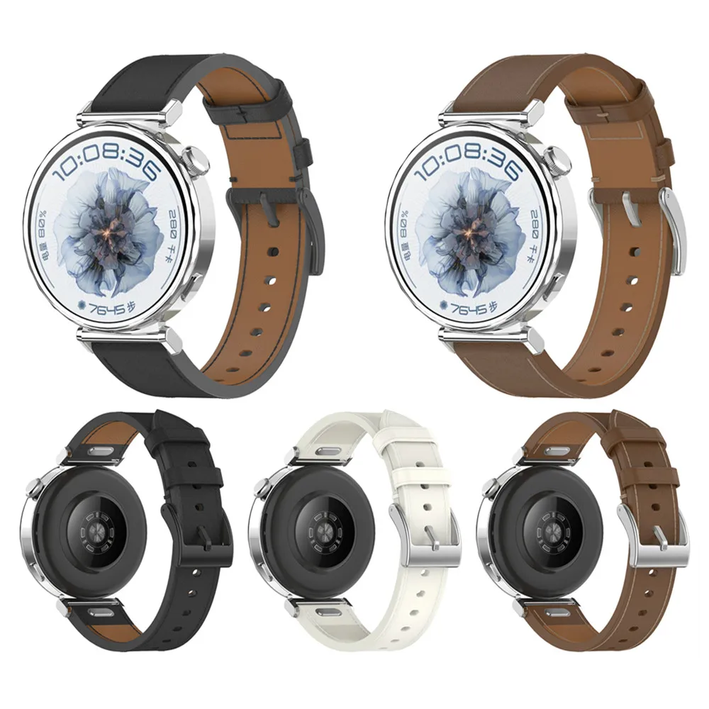 Correa de cuero con prensa de 18mm, pulsera para reloj Huawei GT4 de 41MM/GT5 de 41MM, correa de reloj con capa de cabeza suave, botón de cuero Wat