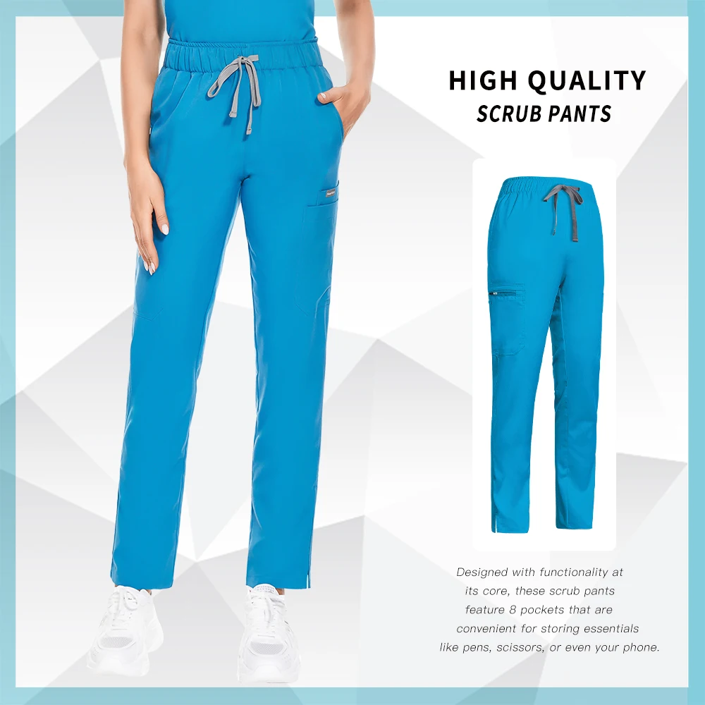 Straight Pants Women Men Medical Scrubs Work Bottoms Unisex Stretch Beauty Trousers Dentistry Clinic Pharmacy Doctor Nurse Pants
