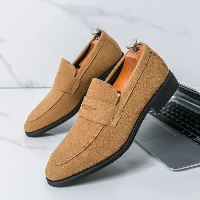 

Men's casual loafers Comfortable Gentleman Elegant British Style Dress up party 38-46 Groom's wedding suit shoes Black Versatile