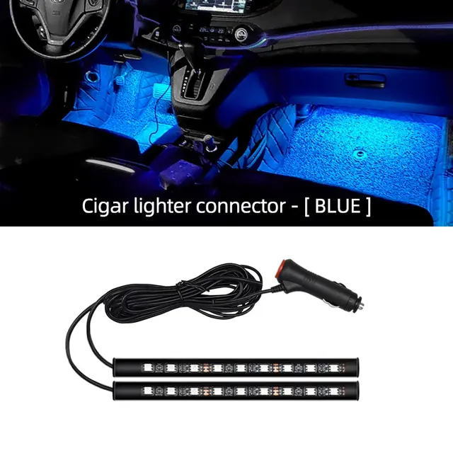 Samochód Neon Light Foot LED Dekoracja wnętrza Podświetlenia Zapalniczka USB Atmosfera Lampa Akcesoria samochodowe