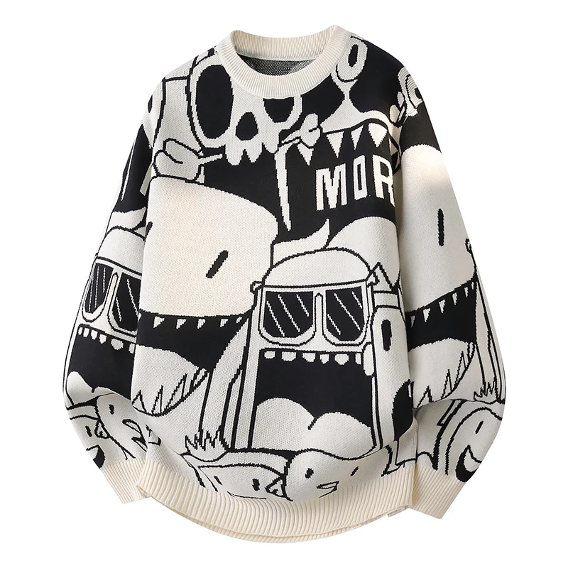 

Высококачественный вязаный свитер для мужчин с мультяшным принтом, осенне-зимний, новый, мягкий, удобный, из полиэфирного волокна, с длинными рукавами.