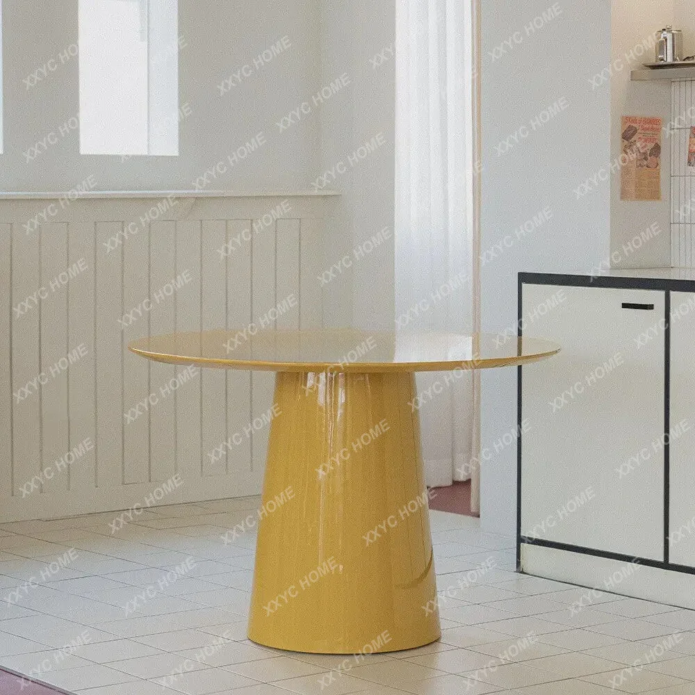 XXRound dining table design Solid wood yellow paint Home simple modern
