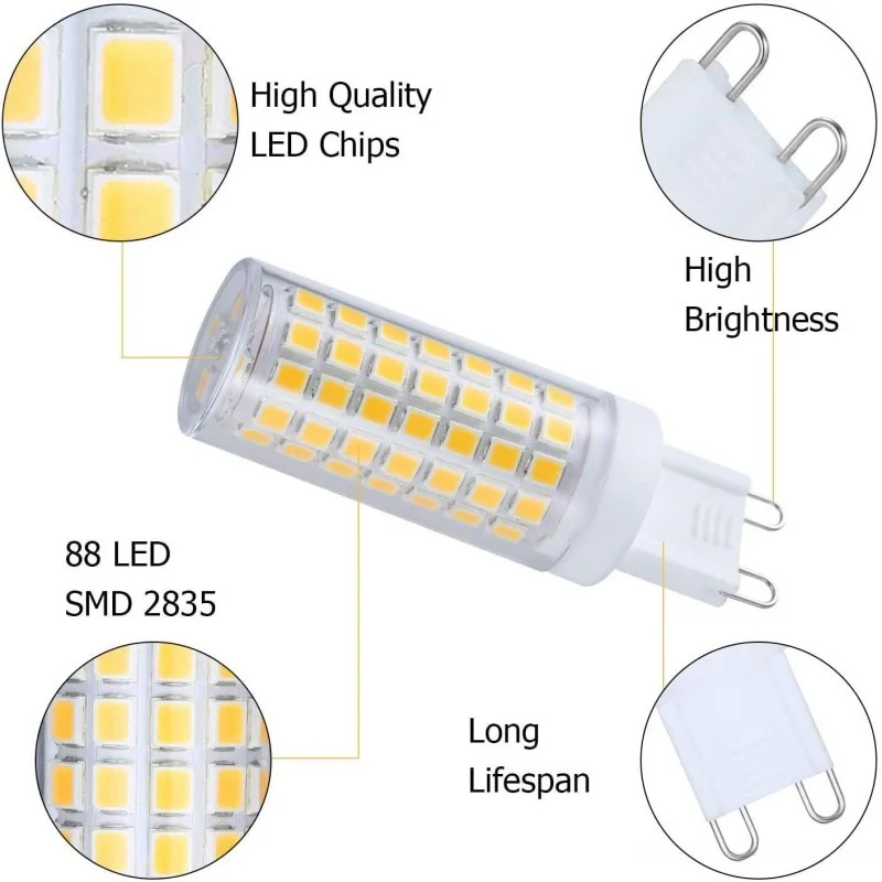 10pcs No Flicker G9 9W 25W LED Bulb 3000k 4000k 6000k AC110/220V 2835 Corn Light 136 led Chandelier Light Replace 100w Halogen