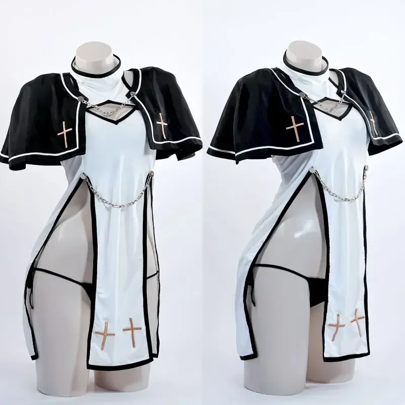 Déguisement de nonne unisexe pour hommes et femmes, robe de cosplay d'Halloween, olympiques sexy