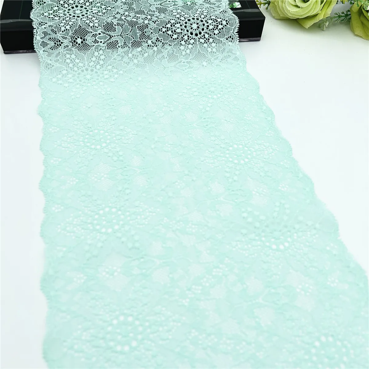 3y/lot Width 19.50cm Green Elastic Stretch Lace Trim Skirt Hem Underwear Sewing Craft DIY Apparel Fabric Lace For Dress Sleeve