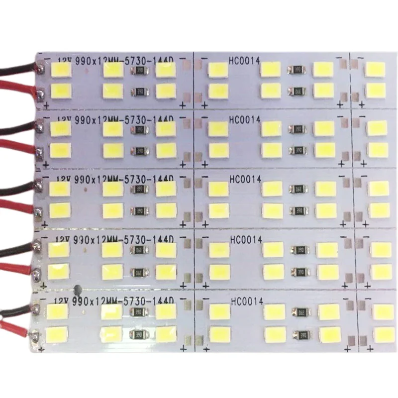 

100 шт. * 50 см, светодиодная лента SMD 5730 5630, двухрядная, высокая яркость, DC12v 24v, 72 светодиода/0,5 м, алюминиевая, для витрин