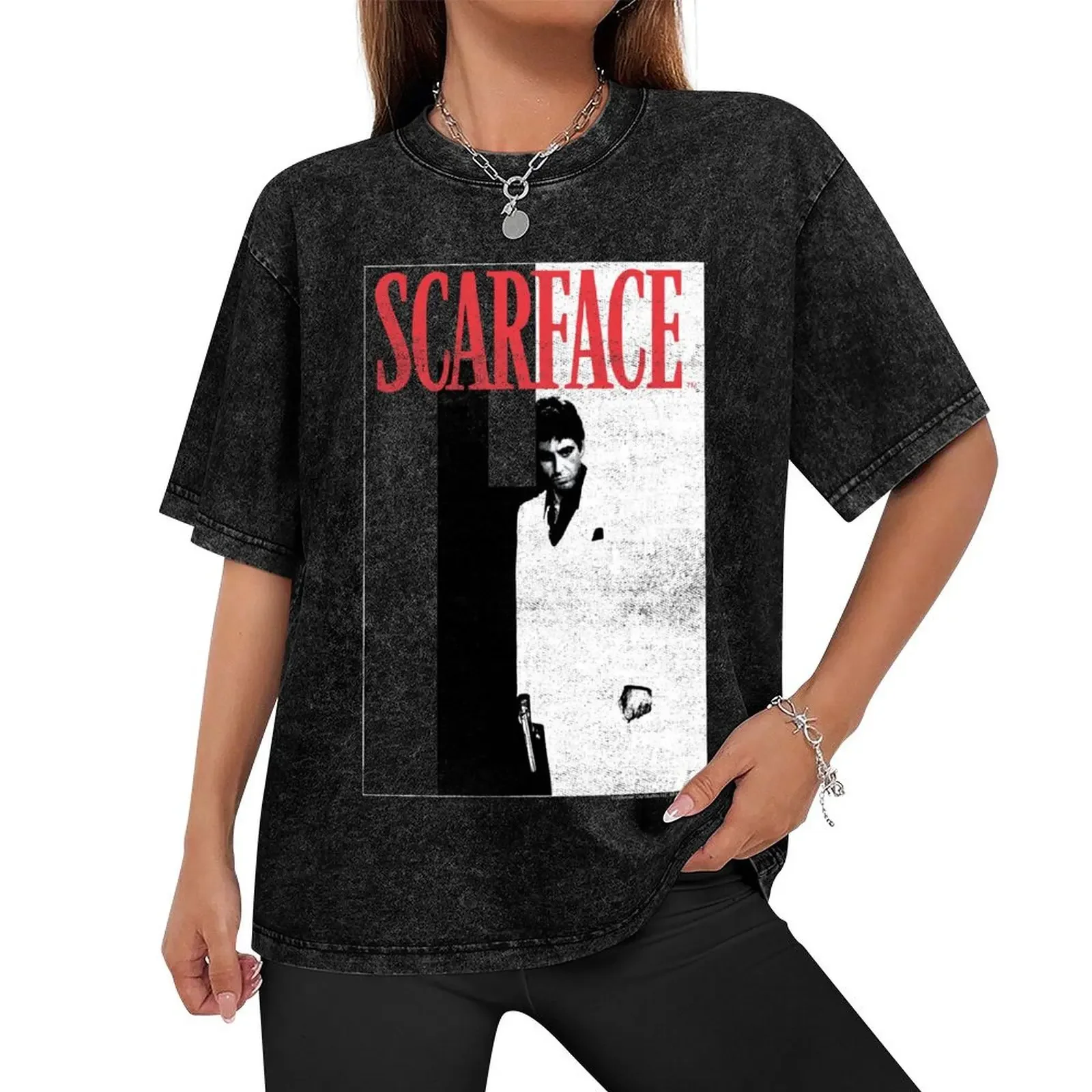 Scarface Two-Toned Movie Poster T-Shirt Aesthetic clothing animal prinfor boys cute clothes black t shirts for men