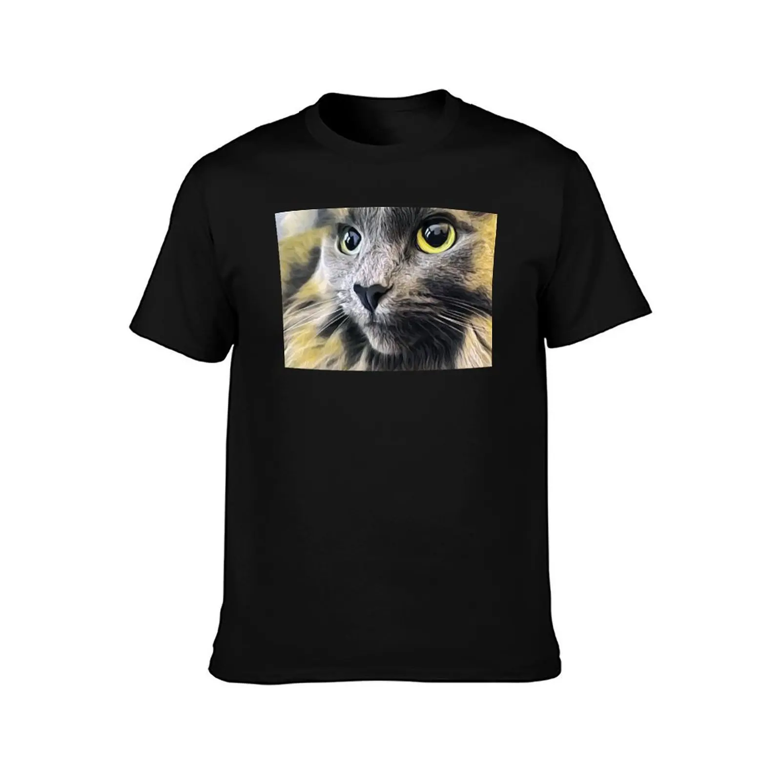Stunning gray cat T-Shirt Summer Casual Cotton Tee Oversized Streetwear Tops Vintage Graphic Print Loose Fit Short Sleeve