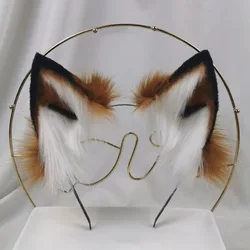 Golden Wolf Ears Headwear Furry Fox Ear and Tail Set Props Cat Ear Headband Anime COSPLAY Halloween Lolita KC LOL Fox Costume